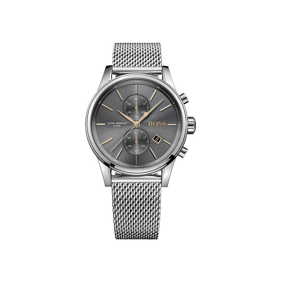 NEW HUGO BOSS 1513440 MENS STAINLESS STEEL MESH GREY DIAL JET FASHION WATCH UK