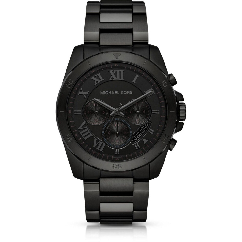 NEW Michael Kors Brecken Black Ion Plated IP MK8482 Chrono Mens Watch WARRANTY