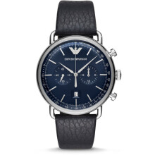 NEW Emporio Armani Men's Blue Dial Leather Band Quartz Watch AR11105 WARRANTY