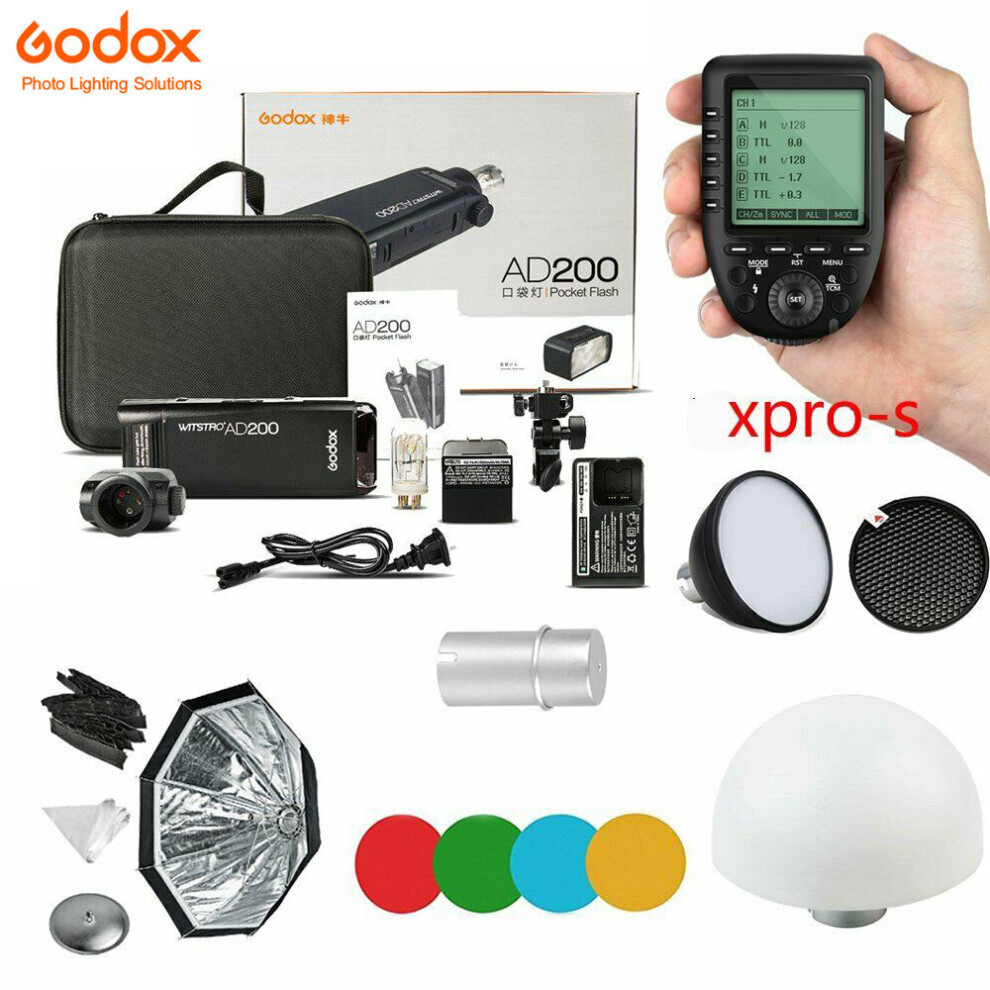 Godox 2.4 TTL HSS AD200 Flash+AD-S2 S11 S7+Xpro-S Trigger for Sony Kit