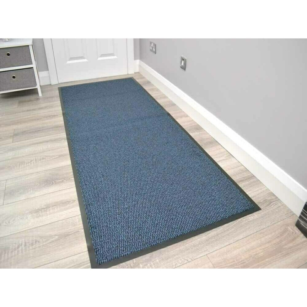 (Blue, 80cm x 200cm ) Heavy Duty Barrier Mats Extra Large Small Hall Entrance Rugs