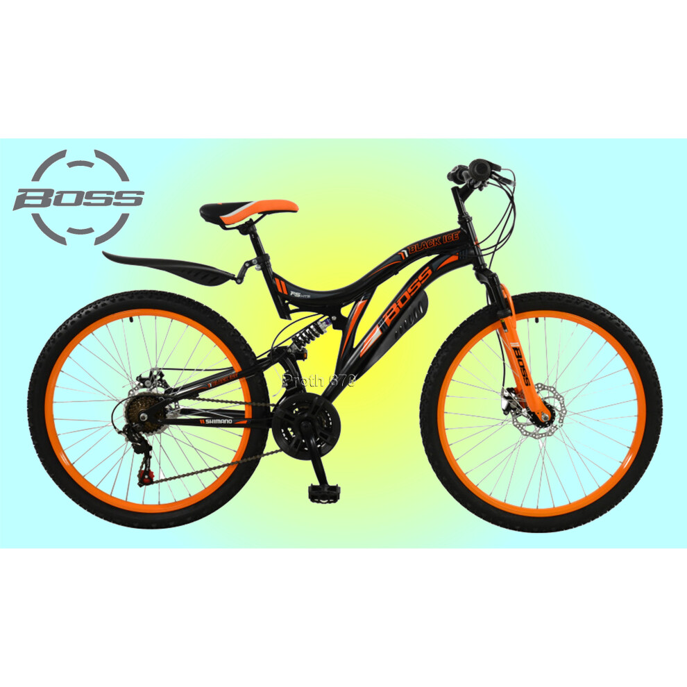 Boss Black Ice 26-Inch Full-Suspension Mountain Bike - 18-Speed Shimano Gears | B3260107-image-OPC-P5MWGJ2-NEW