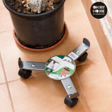 Oh My Home Metal Plant Trolley with Wheels - Heavy-Duty Adjustable Plant Stand for 25–38 cm Pots (Up to 50 kg)