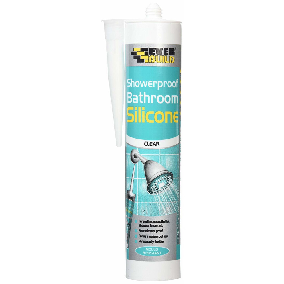 Everbuild Showerproof Bathroom 280ml Clear Home General Purpose Silicone Sealant