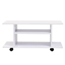 HOMCOM Modern TV Stand & Storage Console - 3-Tier Shelves, 4 Castors with Brakes, Melamine White/Black, Up to 42-Inch TV Code 02-0609/02-0610