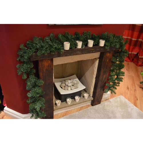 270cm (9ft) x 20cm Imperial Pine Christmas Garland Plain Green