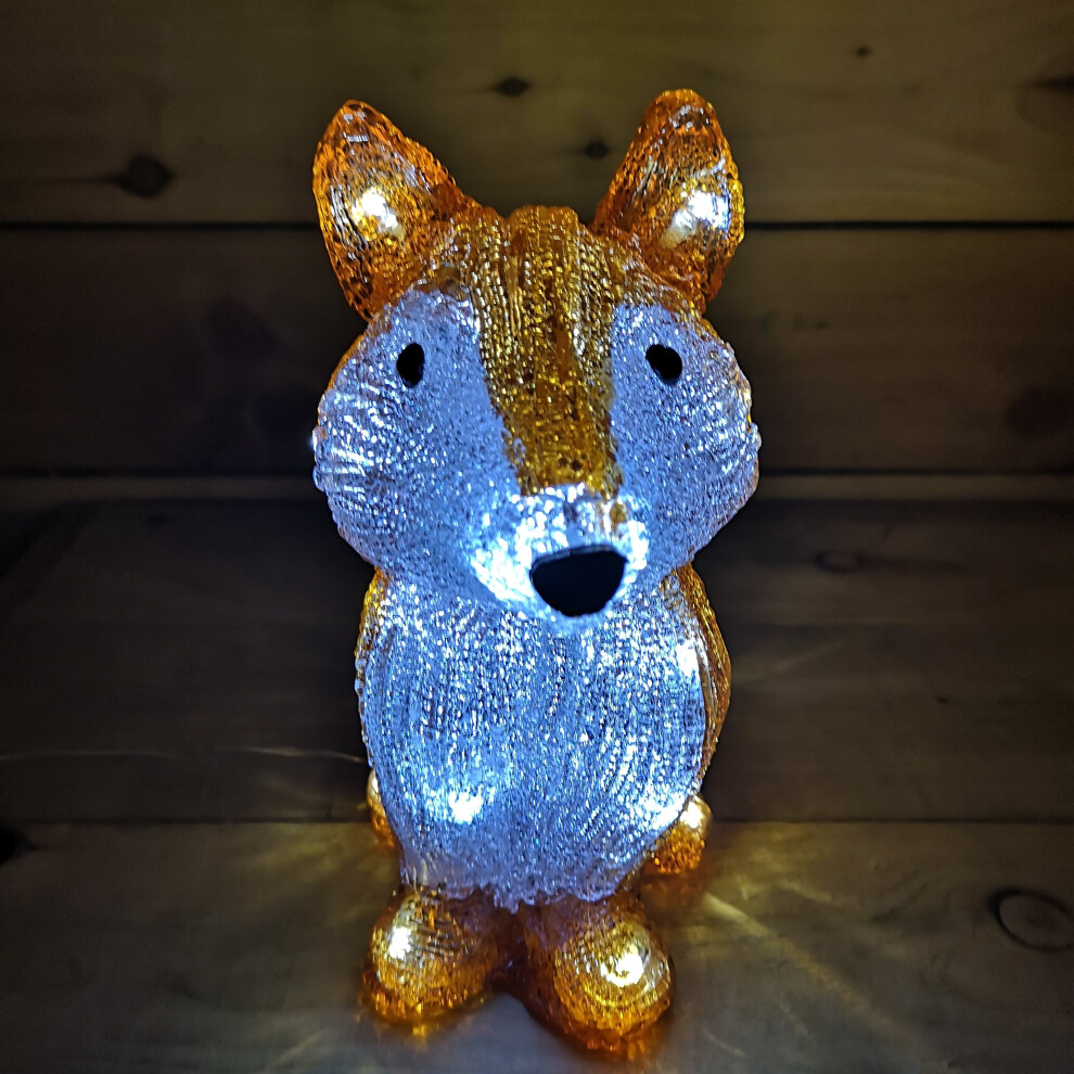 28cm Sitting Acrylic Christmas Festive Fox Light Up Figure