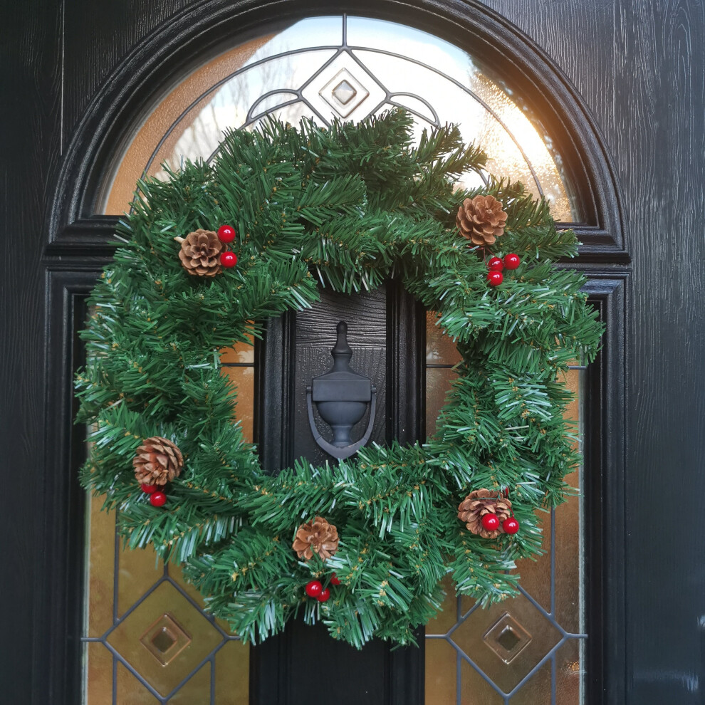 50cm Premier Christmas Wreath With Festive Berry and Cones