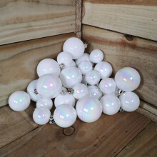 30 Christmas Assorted Shiny Matte Glitter White Iridescent Baubles