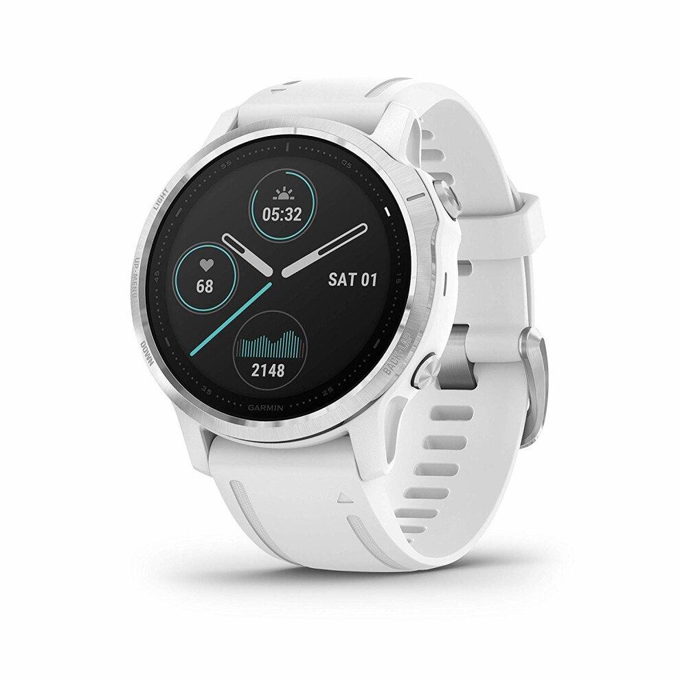 Garmin Fenix 6S GPS Watch With White Silicone Band - White