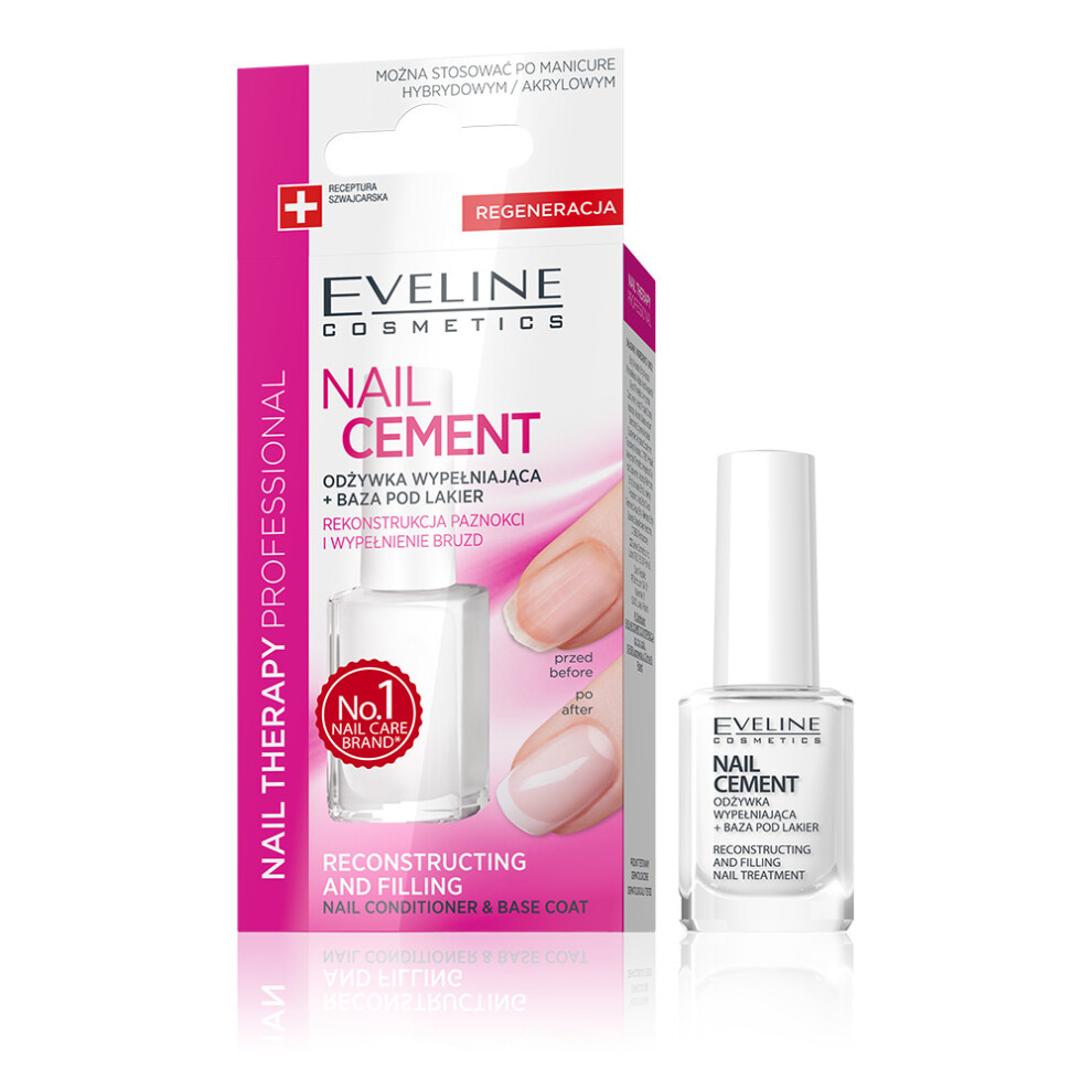 EVELINE COSMETICS NAIL CEMENT NAIL CONDITIONER BASE COAT RECONSTRUCTION FILLING