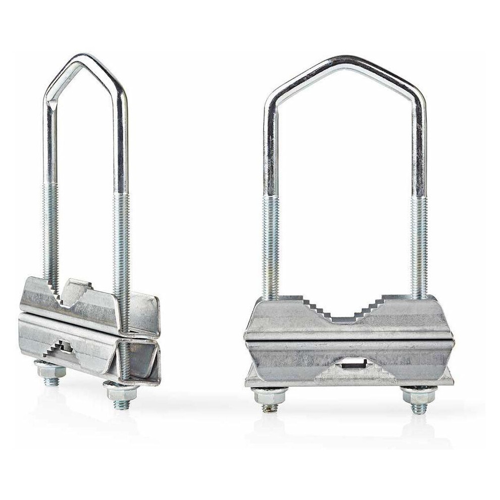 2 X Konig Satellite Aerial Antenna Cb Ham Mast Steel Clamps 40-60 Mm 5412810298105