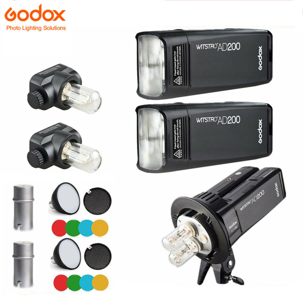 Godox AD200 Speedlite Flash+AD-B2 Flash Head+Color Filter+Diffuser Kit