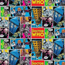 Fat Quarter Doctor Who Comic Strip 100% Cotton Quilting Fabric