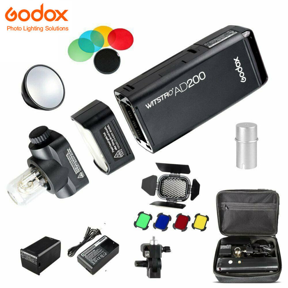 Godox AD200 200Ws 2.4G TTL Flash HSS Outdoor Light+BD-07 Barn Door Kit