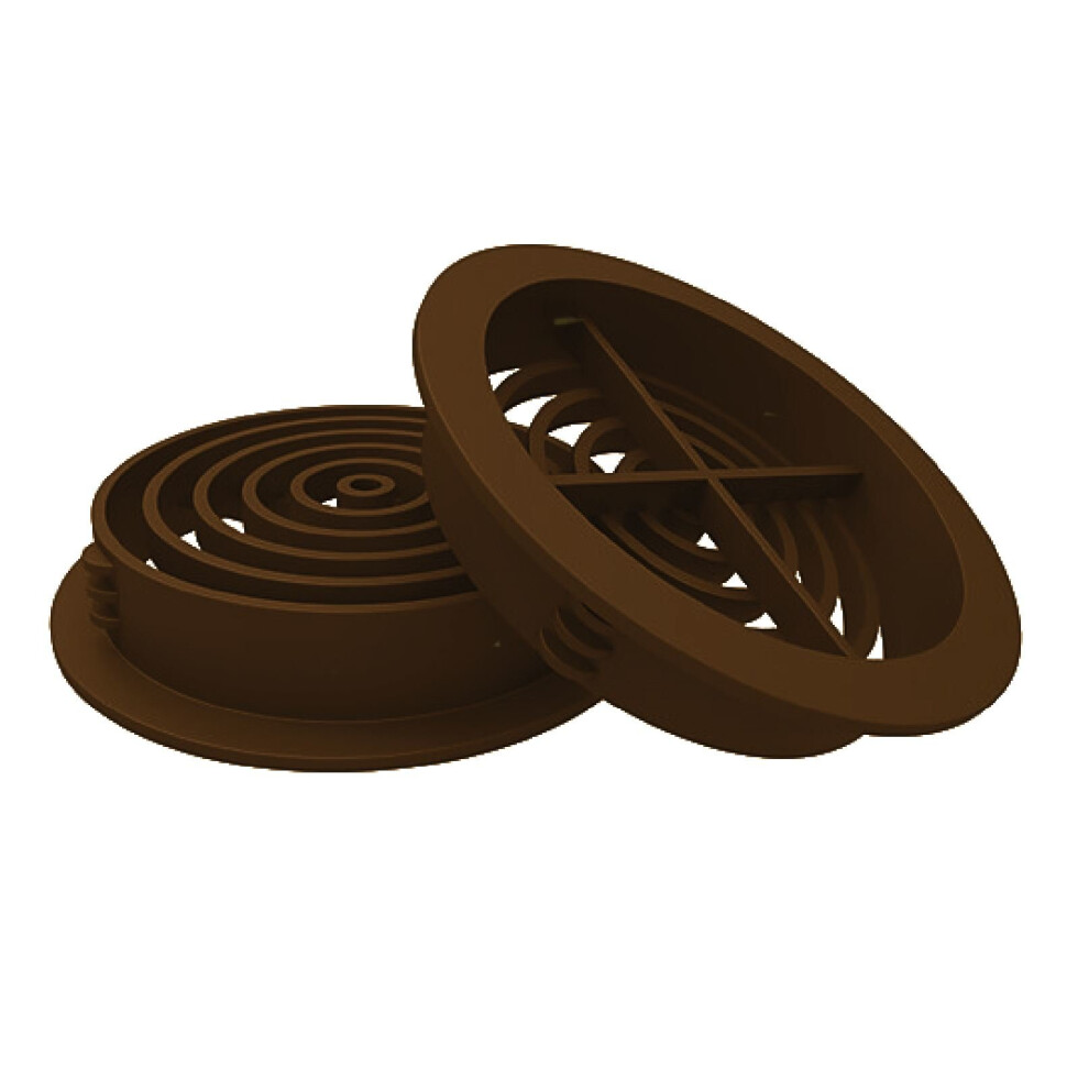 10 x Brown Plastic 70mm Round Soffit Air Vents, Push in Roof Disc