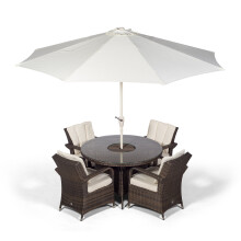 Arizona 120cm Round 4 Seater Rattan Dining Set with Drinks Cooler - Brown