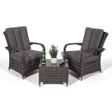 Arizona 2 Seat Rattan Lounge Chair and Table Set Rattan Set - Grey