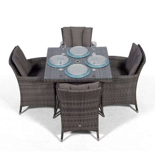 Savannah 90cm Square 4 Seater Rattan Dining Set - Grey 2