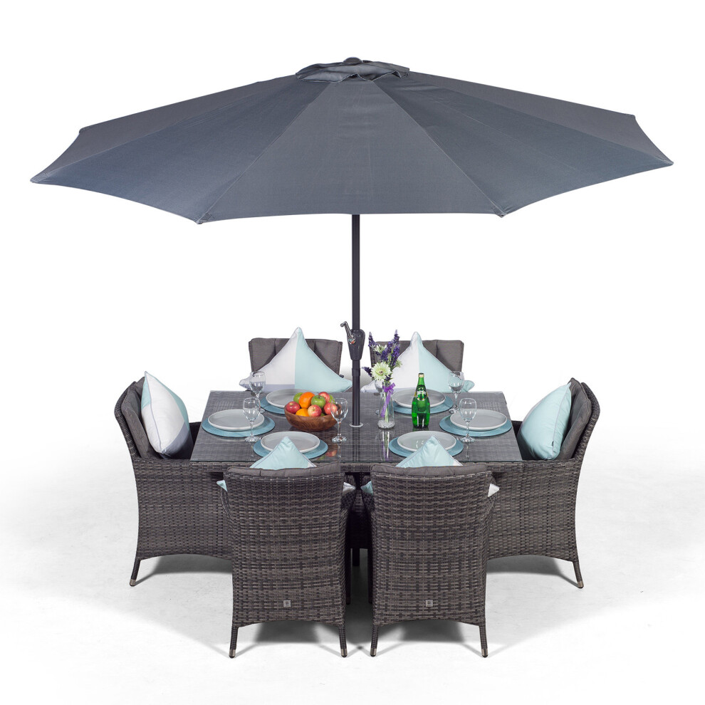 Oak Furniture King Brown Savannah Rectangular 6 Seater Rattan Dining Set - Grey 150Cm