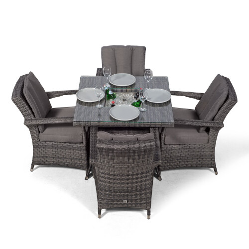 Arizona 90cm Square 4 Seater Rattan Dining Set with Drinks Cooler - Grey 2
