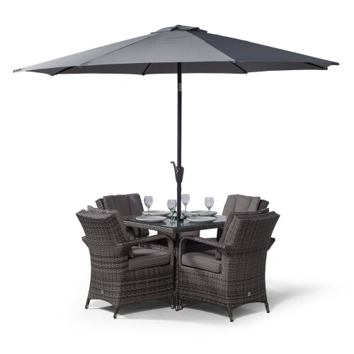 Arizona 90cm Square 4 Seater Rattan Dining Set with Drinks Cooler - Grey 1