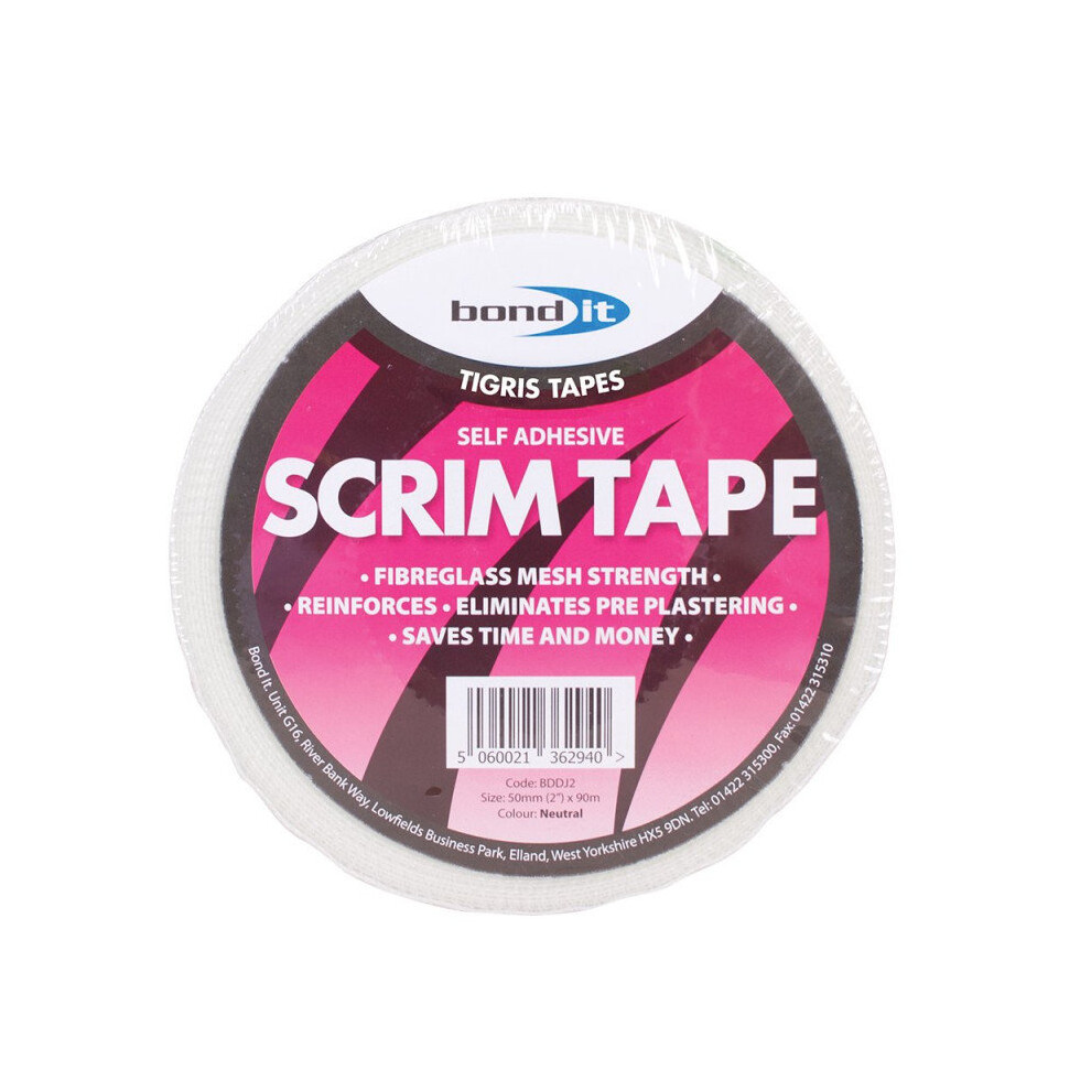 Bond It Scrim Tape 48Mm X 90M Plasterboard Professional Jointing Repairing Tape 5060021362940