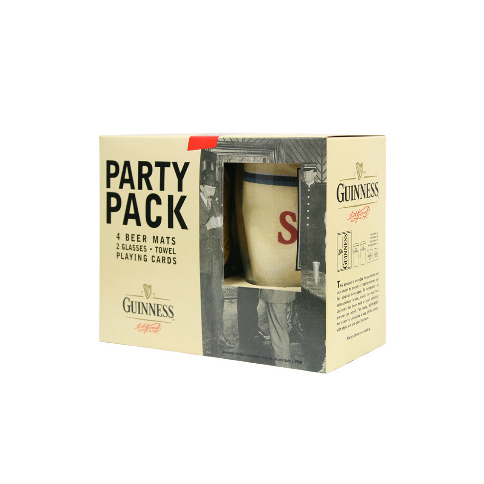 Party Pack 4 Beer Mats, 2 Glasses, Towel and Playing Cards