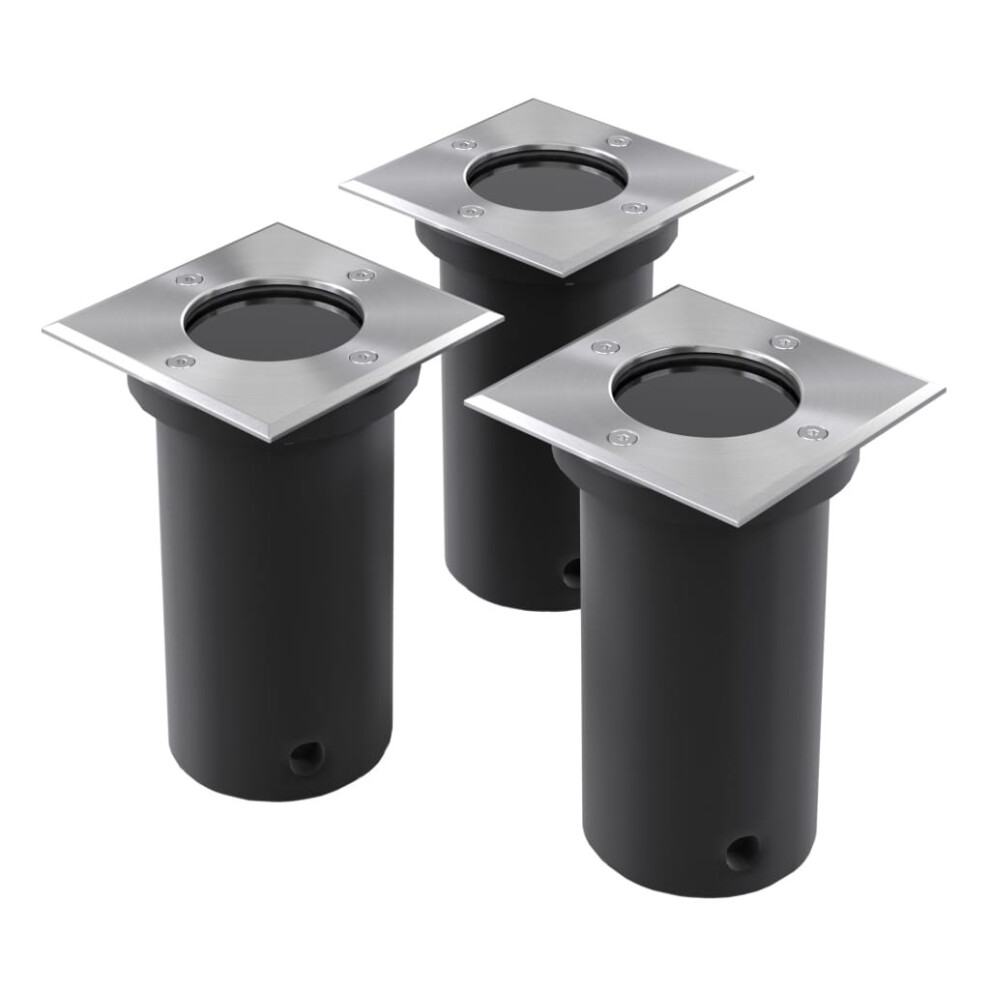 vidaXL 3x Outdoor Ground Lights Square Garden Pathway Recessed Built-in Lamp