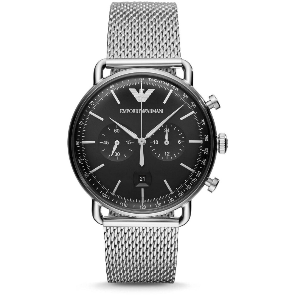 Emporio Armani Aviator Men's Watch AR11104 Chrono Tachymeter Dial Mesh Strap