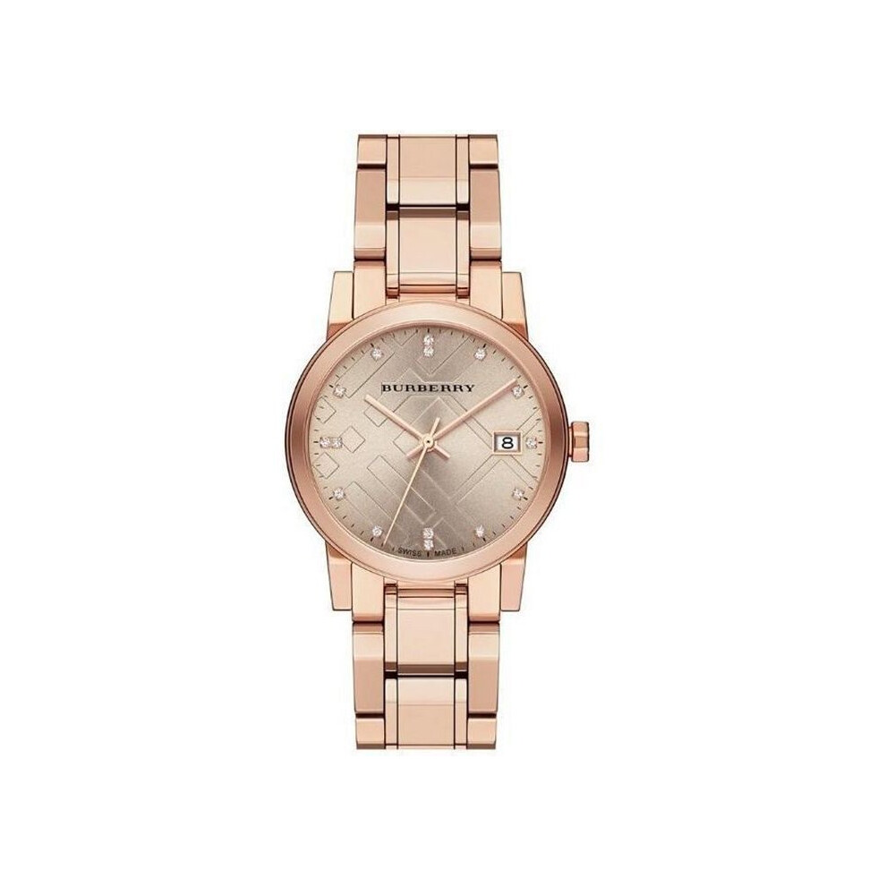 BURBERRY WOMENS THE CITY WATCH BU9126 ROSE GOLD METAL STRAP- UK SELLER