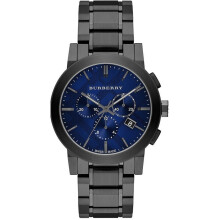 NEU Burberry BU9365 Blaues Zifferblatt Dunkelgrau Ion-plated Herrenuhr UK SELLER