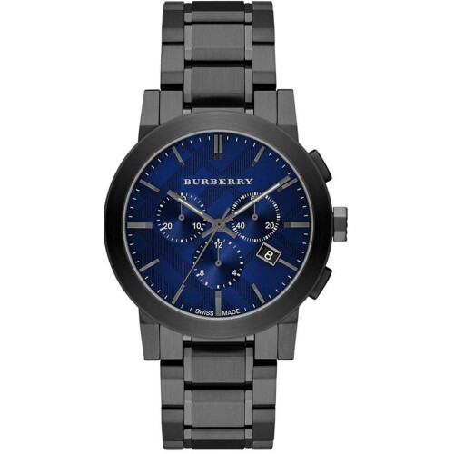 NEW Burberry BU9365 Blue Dial Dark Grey Ion-plated Men's Watch UK SELLER