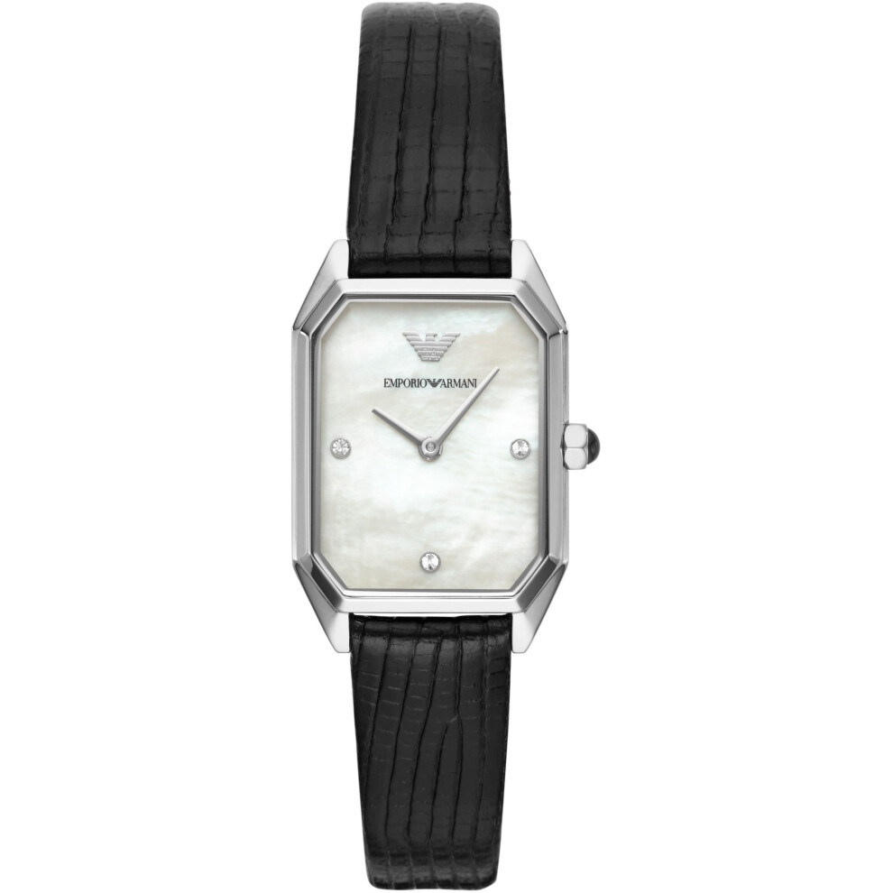 Emporio Armani Gioia Ladies Watch AR11148 White Black Leather Strap UK SELLER