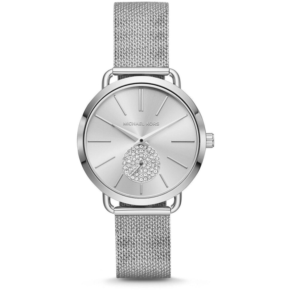 MICHAEL KORS MK3843 Portia Crystal Quartz Silver Dial Ladies Watch