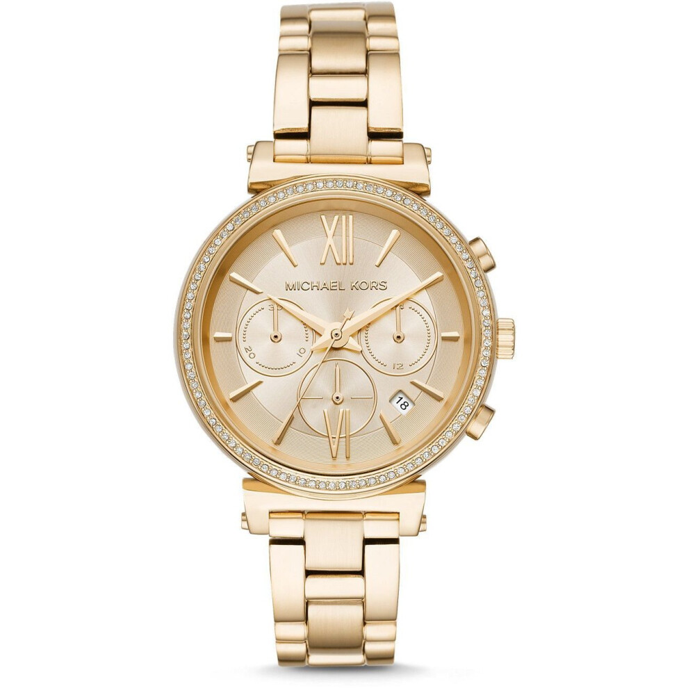 Michael Kors New Mk6559 Crystal Dial Ladies Watch Uk Seller Gold