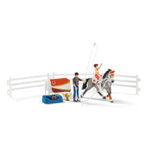 Schleich Horse Club - Set de salto de Mia, 18 piezas, juego de caballos con jinete, caballo y caballo de entrenamiento, juguetes para ni as y ni