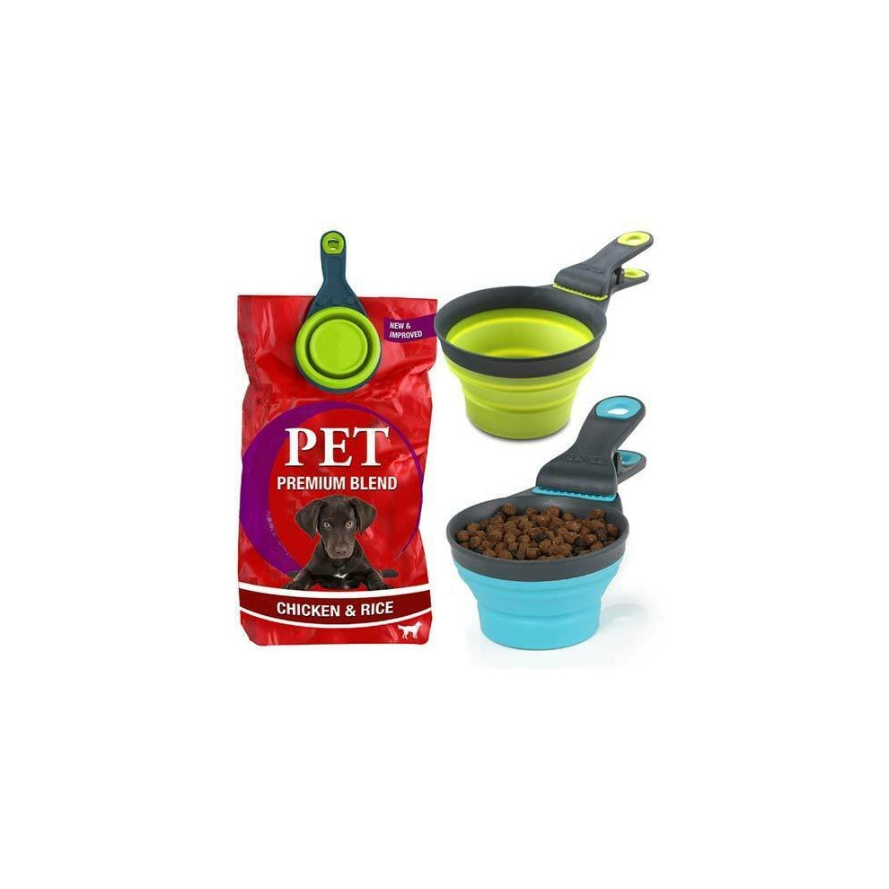 The Magic Toy Shop 3 in 1 Pet Food Scoop Measuring Cup & Bag Sealing Clip Dog Cat Scoop Spoon