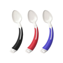 (Right Hand Spoon, Black) Curved Cutlery - Light Weight Angled Adult Cutlery