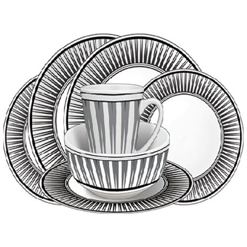 Leisurewize 16 Piece Melamine Set  Stripe Design