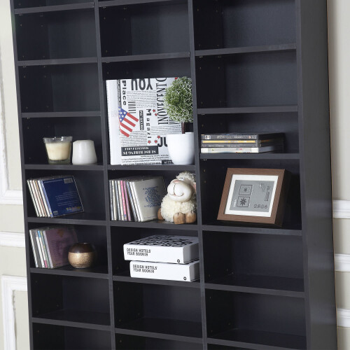Homcom HOMCOM CD DVD Media Storage Shelves Display Shelf Racks Wooden Frame Black 1