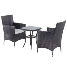 Outsunny Rattan Garden Furniture Set | Set of Rattan Chairs With Table