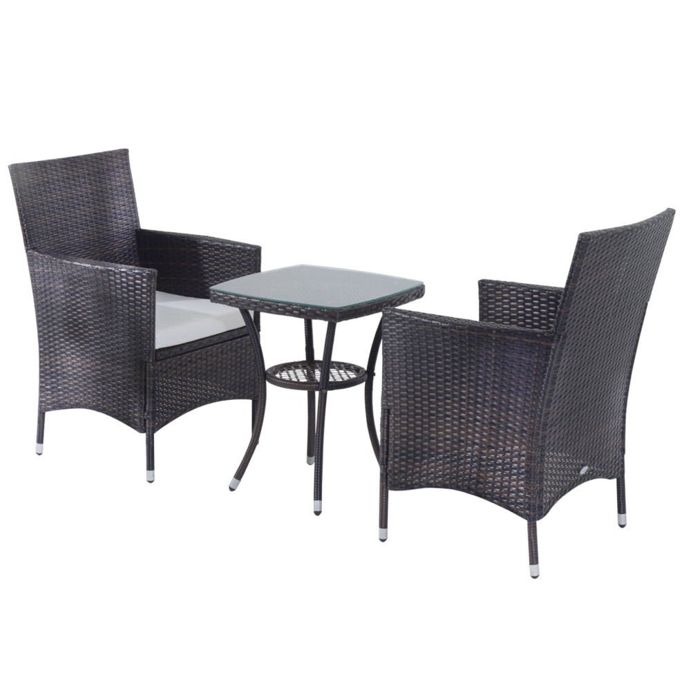 Outsunny Rattan Garden Furniture Set | Set Of Rattan Chairs With Table Brown