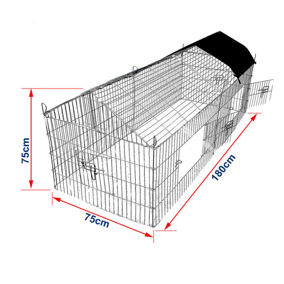 1.8m Pet Rabbit Run Guinea Pig Playpen Chicken Puppy Cage Hutch