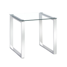 Charles Jacobs Tempered Glass End Table Coffee Side Stainless Lounge Living Room Furniture