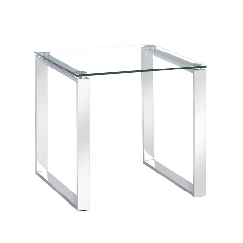 Charles Jacobs Tempered Glass End Table Coffee Side Stainless Lounge Living Room Furniture