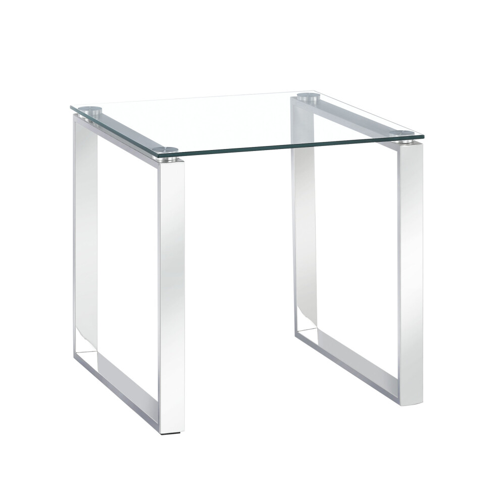 Charles Jacobs Tempered Glass End Table Coffee Side Stainless Lounge Living Room Furniture