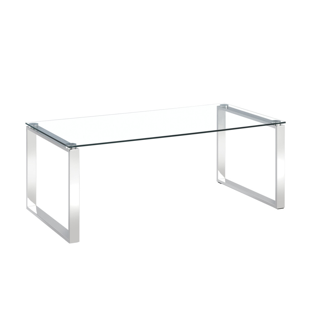 Tempered Glass Coffee Table Modern Stainless Steel Lounge Furniture Living Room