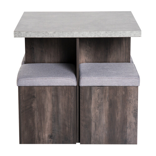 Homcom Homcom Modern Table & 4 Ottoman Seats | Space-Saving Dining Set 1