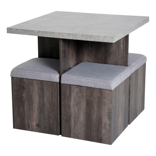 Homcom Homcom Modern Table & 4 Ottoman Seats | Space-Saving Dining Set 2